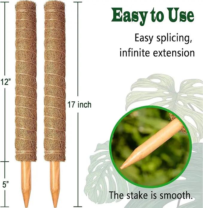 2 Pack 17 Inch Moss Pole, Stackable Moss Poles for Climbing Plants Monstera, Tall Plant Sticks Accessories, Large Coir Plant Support Stakes for Potted Plants Indoor, Pothos, Philodendron by GreenHaven Gardens