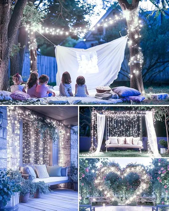 Brightown Solar String Lights for Outside, 2 Packs Total 39.2Ft 480 LED Solar Fairy Lights for Outdoor Waterproof, Firecracker Twinkle Lights with 8 Modes for Patio Party Garden Yard Home, Pure White by GreenHaven Gardens