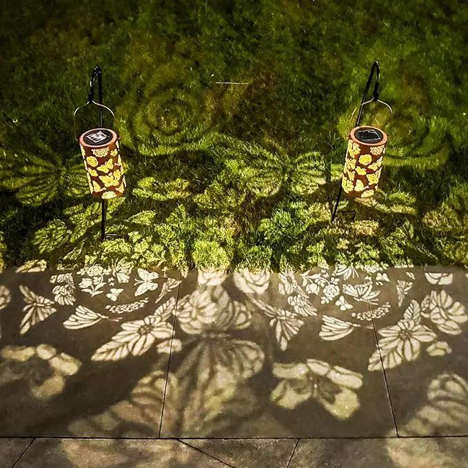 Mothers Day Gifts, 2 Pack Butterfly Solar Lanterns Outdoor Hanging Lantern Lights, Flower Pattern Waterproof LED Garden Decorative Light for Patio Yard Pathway Lawn Front Porch Tree by GreenHaven Gardens