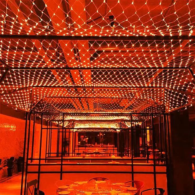 Joomer 12ft x 5ft 360LED Orange Halloween Net Lights Outdoor Mesh lights, 8 Modes Timer Connectable Waterproof Bush Lights Mesh Netting Lights for Halloween Outdoor Decorations (Clear Wire) by GreenHaven Gardens