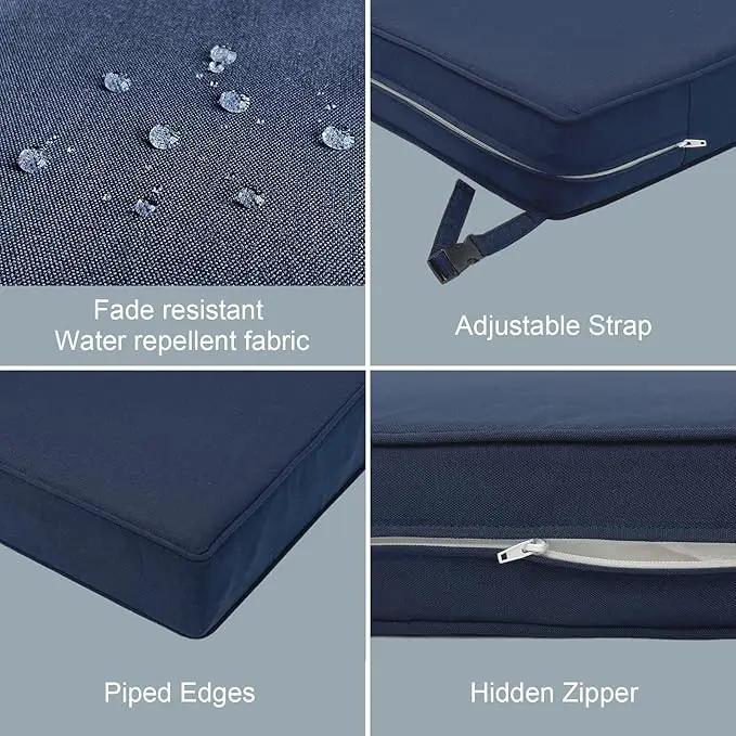 LVTXIII Patio Chair Cushions 19"x19"x3", Water-Repellent Outdoor Seat Cushions for Patio Furniture, Square Chair Pads with Ties for Home Garden Decoration, Set of 2, Navy Blue by GreenHaven Gardens