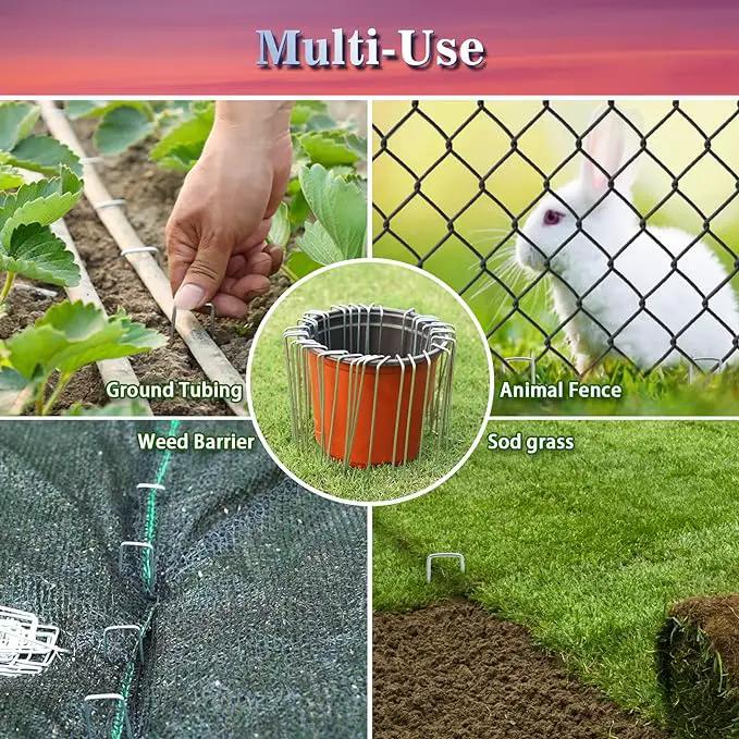 Gtongoko 200 Pack Galvanized Landscape Staples Garden Stakes Plant Cover Stakes 6 Inch 11 Gauge SOD Staples Fence Stakes Ground Stakes for Landscaping Securing Weed Barrier Fabric by GreenHaven Gardens