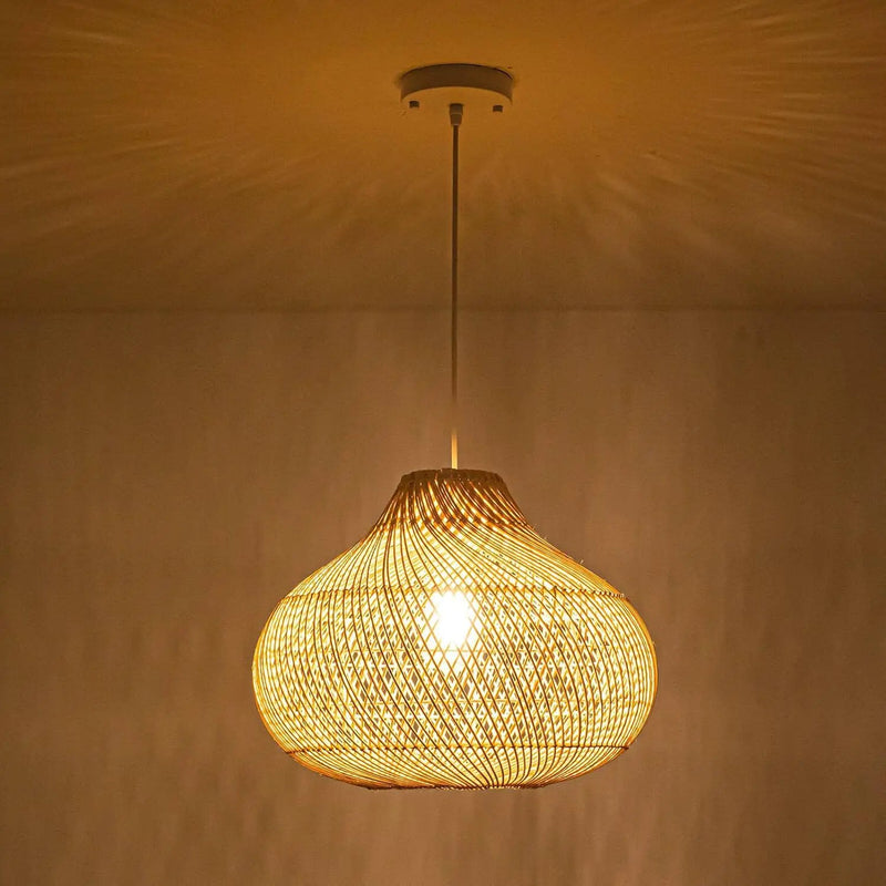 Rattan Pendant Lights, Large Wicker Chandelier Hand-Woven Boho Pendant Light Rattan Basket Hanging Light for Dining Room Kitchen Island Living Room by GreenHaven Gardens