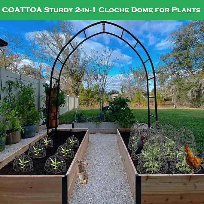 Plant Protector Chicken Wire Cloche 4 PCS, Plant Protectors from Animals, 18.7×12 Inch Large Garden Cloches for Plants, Sturdy 2-in-1 Cloche Dome for Plants, Plant Protectors for Easy Pruning by GreenHaven Gardens