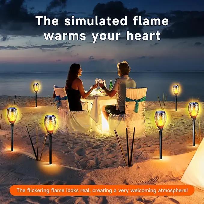 Upgraded Larger Solar Lights Outdoor, Solar Torch Light with Flickering Flame, Solar Garden Lights, Waterproof Solar Powered Outdoor Lights, Outdoor Patio Channel Garden Decoration (Orange, 4Pack) by GreenHaven Gardens