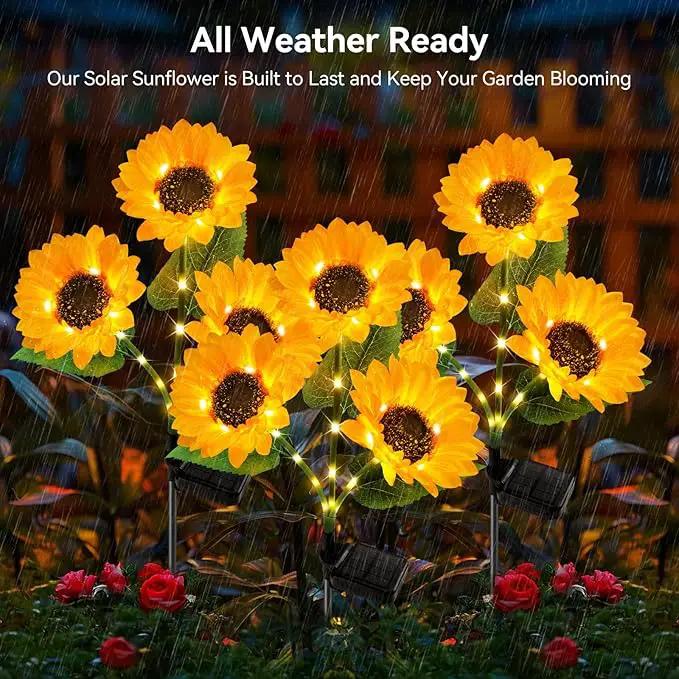 KOOPER Solar Lights Outdoor Decor - 6 Pack with 18 Sunflower Lights, Auto ON/Off, Waterproof for Garden, Patio, Backyard by GreenHaven Gardens