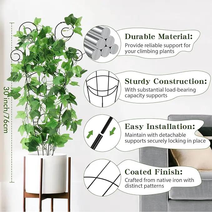 ZOUTOG Trellis for Climbing Plants Indoor 30 Inch, Houseplant Trellis for Potted Plants Metal 4Pcs for Vine Ivy Flower Support,Moon Shape,Black by GreenHaven Gardens