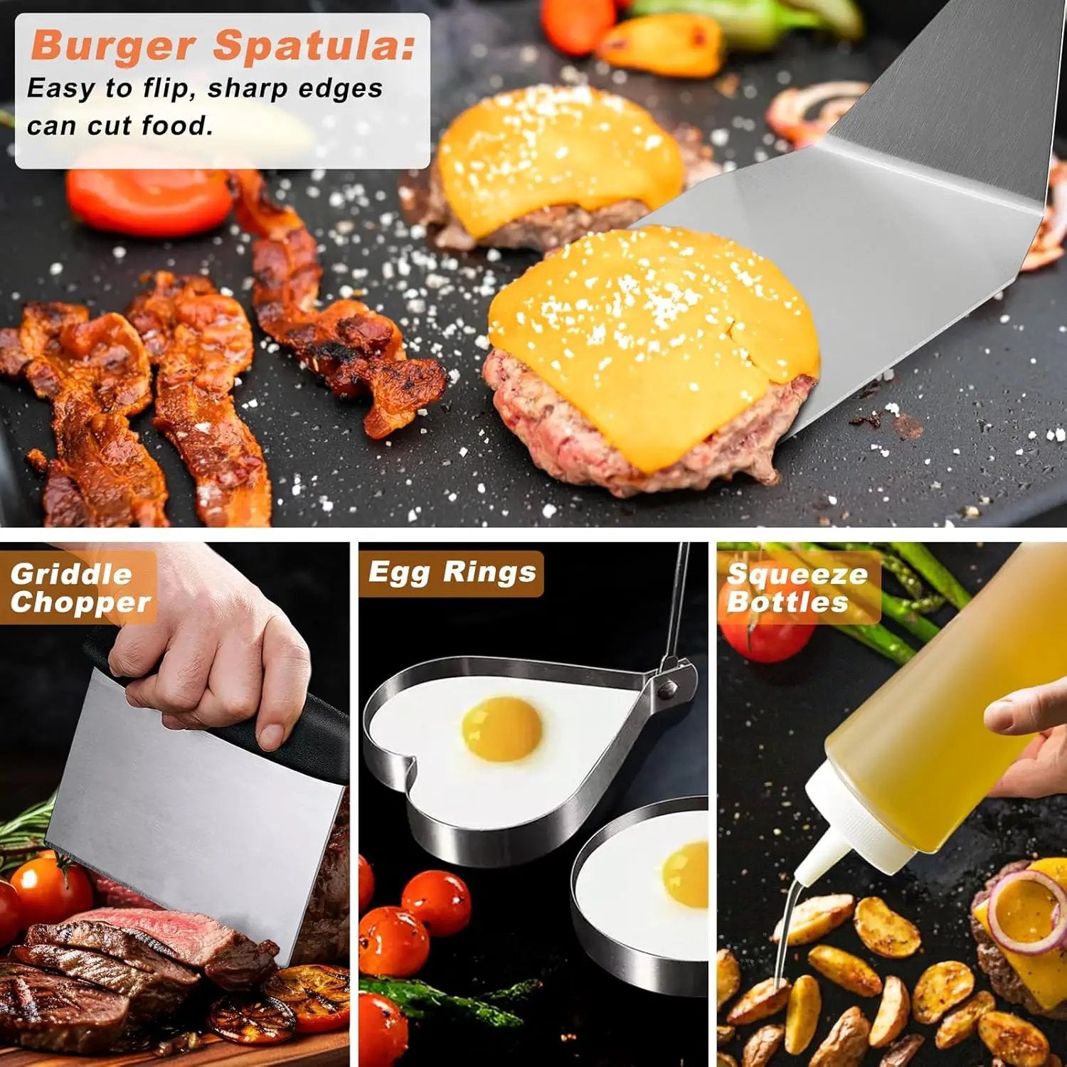 27 PCS Griddle Accessories Kit, Flat Top Grill Accessories Set for Camping, Professional Grill Spatula Set with Melting Dome, Burger Press for Outdoor BBQ Cooking by GreenHaven Gardens