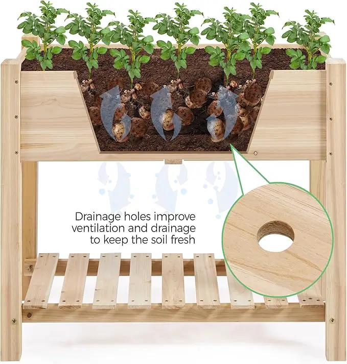 Yaheetech 34x18x30in Raised Garden Bed, Planter Box with Legs & Storage Shelf, Wooden Elevated Vegetable Growing Bed for Backyard, Patio, Balcony by GreenHaven Gardens
