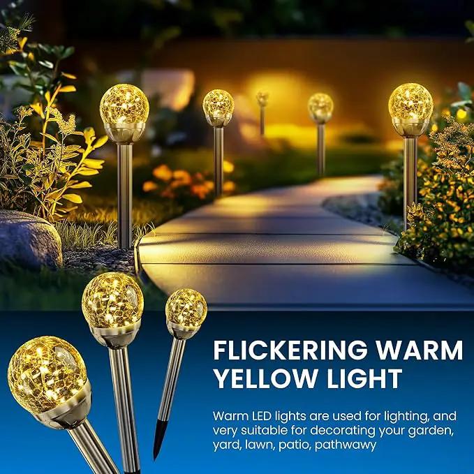 SOLPEX Solar Garden Lights String - 3 Pack Warm White, Solar Powered Cracked Glass Ball, Waterproof for Outdoor & Patio Decoration by GreenHaven Gardens
