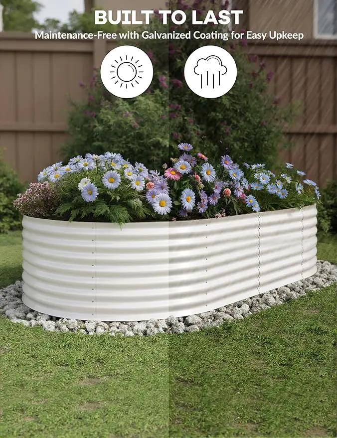 8x4x2ft Raised Garden Bed,Galvanized Raised Planter Boxes Outdoor with Easy Assembly, Large Garden Bed for Vegetables, Fruits, Flower,Raised Garden Bed,Beige by GreenHaven Gardens