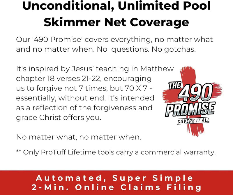 ProTuff Flat Pool Skimmer Net – 2 Year Unconditional Free Replacement – Heavy-Duty Flat Net, Fine Mesh for Leaves, Silt & Pollen – Strong Aluminum Frame, Fits Standard Telescoping Pole by GreenHaven Gardens