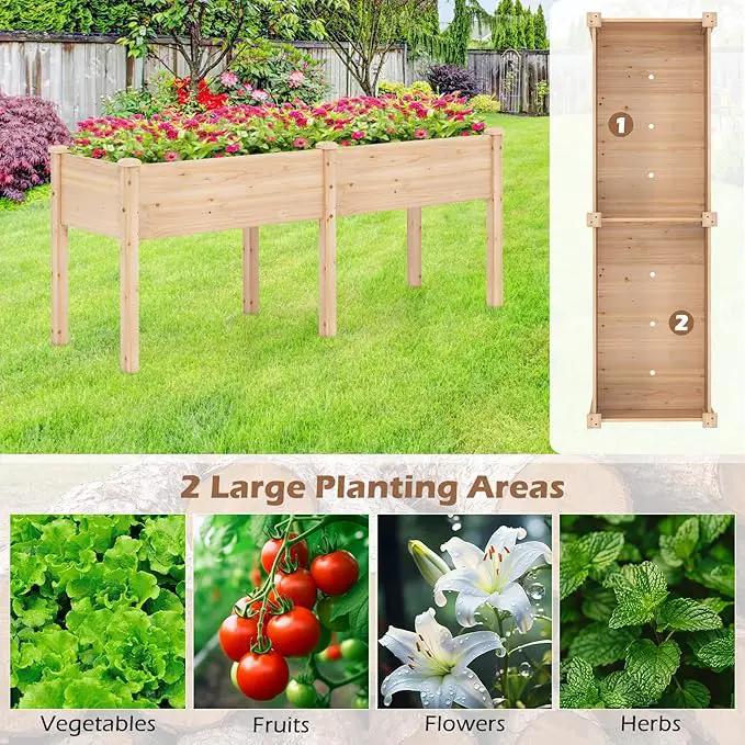 Giantex Raised Garden Bed, Elevated Wood Planter Box with Drain Hole, Gardening Planter Raised Bed for Planting Vegetables Flowers Succulents Herbs,73" Lx23 Wx30 H by GreenHaven Gardens
