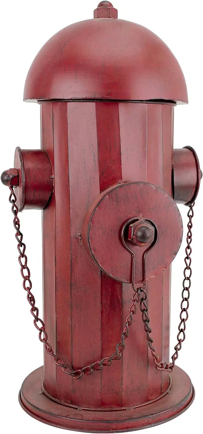 Design Toscano Fire Hydrant Statue Puppy Pee Post and Pet Storage Container, Indoor/Outdoor, Medium 18 Inch Tall, Metal, Rustic Red Paint by GreenHaven Gardens