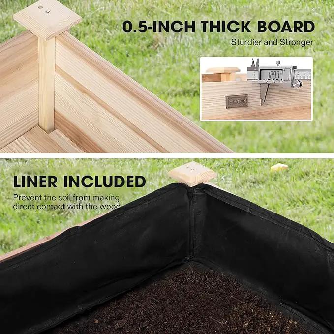 VIVOSUN Elevated Wooden Raised Garden Bed, 46 x 24 x 32 Inches, Mobile Outdoor Planter Box with Storage Shelf and Protective Liner for Outdoor Use, with Lockable Wheels by GreenHaven Gardens