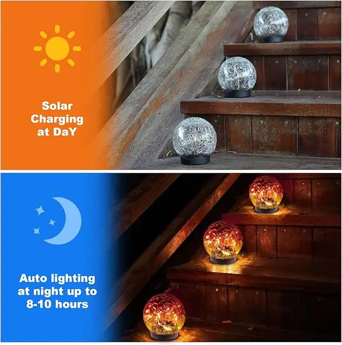 Solar Globe Lights Outdoor Waterproof-Solar Balls-Solar Garden Lights-Solar Orbs for Outside 4 Pack Cracked Glass Ball for Lawn Patio Yard Backyard Decorations, DS-XBQ-1-1-1 by GreenHaven Gardens