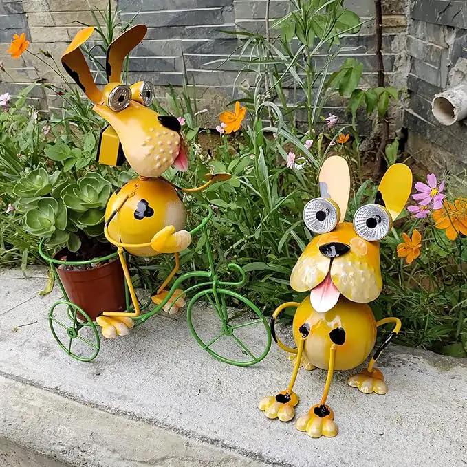 Dog Solar Lights Outdoor,Yard Art Metal Dog Statues,Outdoor Funny Dog Statue for Garden Decor Yard Lawn Ornaments by GreenHaven Gardens