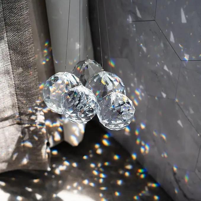 Crystalsuncatcher Clear Glass Crystal Ball,12PCS 30mm Prism Feng Shui Lamp Hanging Drop Chandelier Pendants Suncatchers for Home Decor Party by GreenHaven Gardens