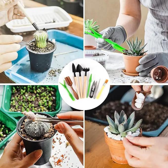 Garden Tool Set, Including 9 Succulent Tool Sets, 6 Large Heavy-Duty Aluminum Gardening Tools, with Gardening Tool Kit, Gloves, Watering Can, Fixing Line and Color Label，is Your Best Helper by GreenHaven Gardens