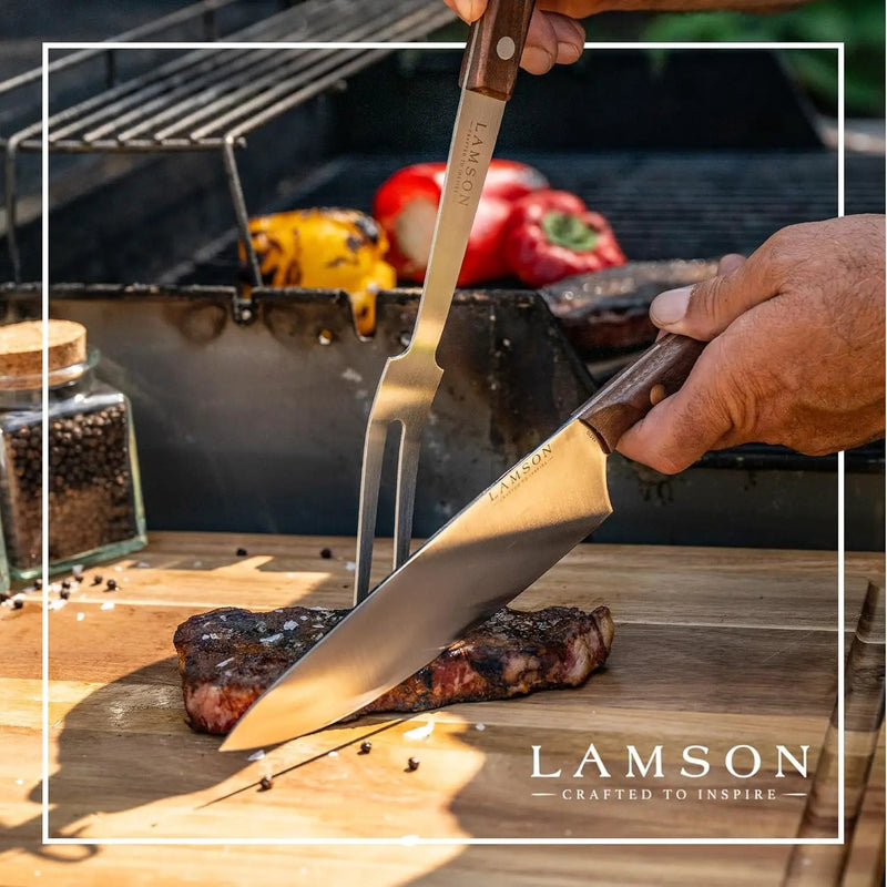 Lamson Premier 20" Walnut 4-Piece Deluxe BBQ Set by GreenHaven Gardens