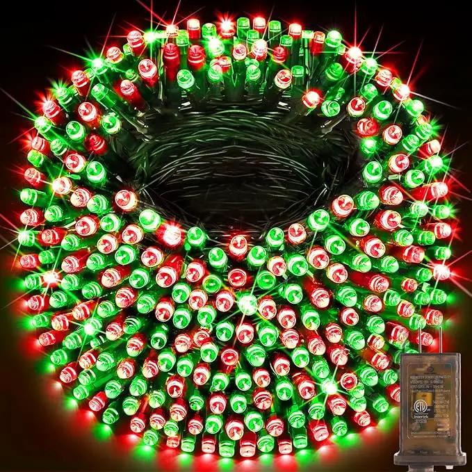 KNONEW 600FT 1500 LED Christmas String Lights Outdoor Green Wire Fairy Light 8 Modes & Timer Plug in Waterproof LED String Lights for Xmas Yard Tree Wedding Party Holiday Decorations(Red and Green) by GreenHaven Gardens