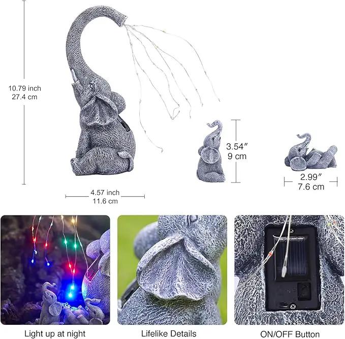 Goodeco Garden Elephant Statue Outdoor - Solar Watering Lights, Perfect for Yard, Patio, and Pathway Decor - Ideal Gardening Gifts by GreenHaven Gardens