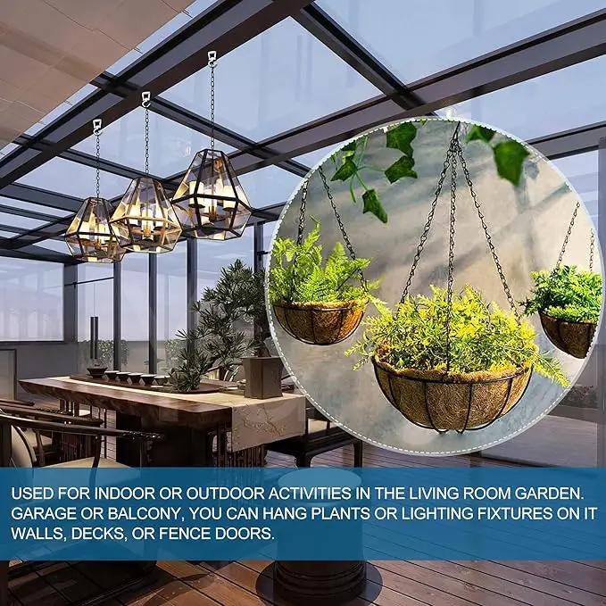 Ceiling Hooks for Hanging Plants (6 PCS White),Heavy Duty Metal Plant Hooks, Screw in Hooks for Hanging Birdfeeders, Lamps, Planters, Outdoor Decorative Hooks up to 33 lbs by GreenHaven Gardens