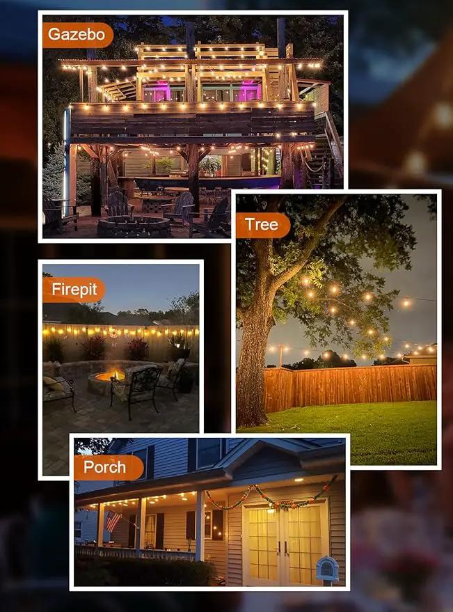 GPATIO Outdoor String Lights, 60FT Waterproof Patio Lights with 32 Hanging Globe ST38 Bulbs, 2700k Shatterproof for Backyard Gazebo Porch Garden Commerical Outside Decor by GreenHaven Gardens