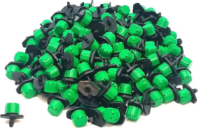 (100-PACK) - 360 Degree 1/4" Inch Universal Barbed Drip Emitter - Adjustable Flow 0-18.5 GPH Fit 1/4 (4-7mm) Drip Irrigation Tubing - Professional Grade Drippers for Drip Irrigation by GreenHaven Gardens