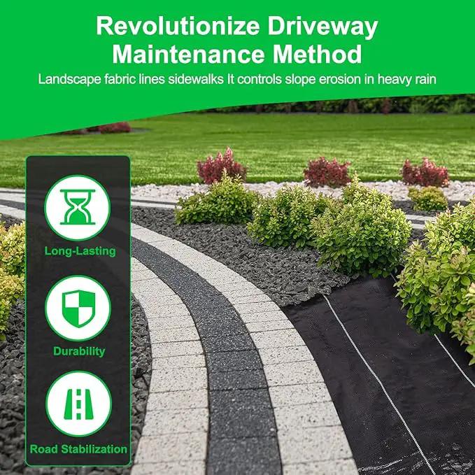 Driveway Fabric for Weed Control – 13FT x 150FT with Staples, Heavy-Duty Weed Barrier, Durable Landscape Fabric 3.5OZ for Garden, Gravel, Pathways, Erosion Control, Construction, and Outdoor Projects by GreenHaven Gardens