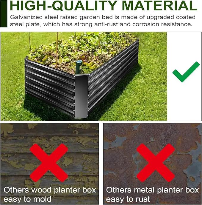 EDOSTORY Metal Raised Bed Garden Bed Kit, 6x3x2ft Tall Galvanized Planter Raised Garden Boxes Outdoor, Large Metal Raised Garden Beds for Flowers, Vegetables, Herbs by GreenHaven Gardens