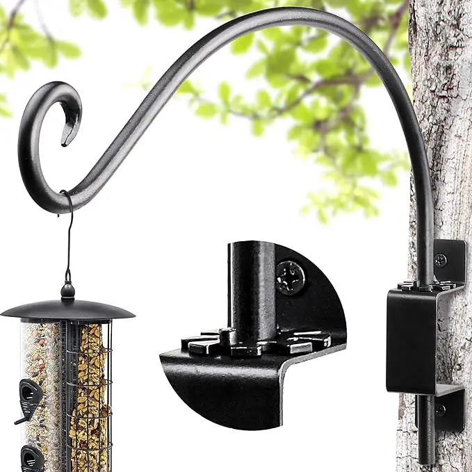 AJART Bird Feeder Hangers Outdoor: 16-Inch Swivel Hanging Plant Bracket for Indoor Wall Mount - Swivel Plant Hook for Flower Basket by GreenHaven Gardens