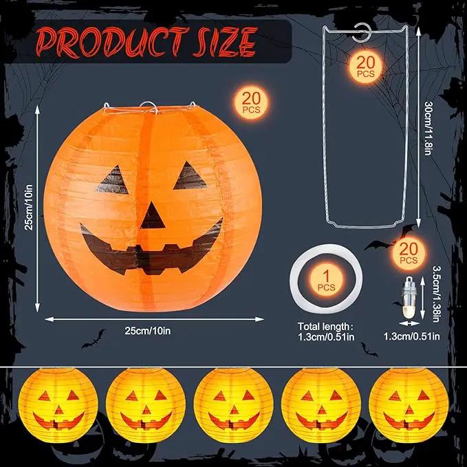 Retisee 20 Pcs 10 Inch Halloween Paper Lanterns Jack O Lantern Pumpkin Halloween Party Decorations Halloween Hanging Pumpkin Decor with Lights Suitable for Indoor Outdoor Yard, Lawn, Garden, Party by GreenHaven Gardens