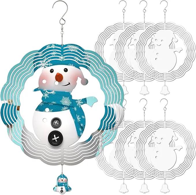Sublimation Wind Spinner Blanks, 10 Inch 3D Aluminum Metal Hanging Wind Spinner Bulk for Garden Yard Outdoor, Window Porch Decoration for Heat Press Transfer DIY (20. snowman-6pcs) by GreenHaven Gardens