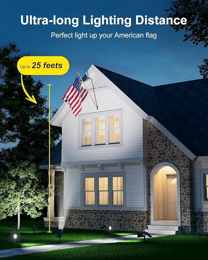 Solar Spot Lights Outdoor Waterproof for Flag, Palm Tree, Pole, Sign, Statue, Mailbox, Bright LED Outside Landscape Flood Spotlights for Accent Uplighting Yard, Garden, House, Backyard, Patio by GreenHaven Gardens