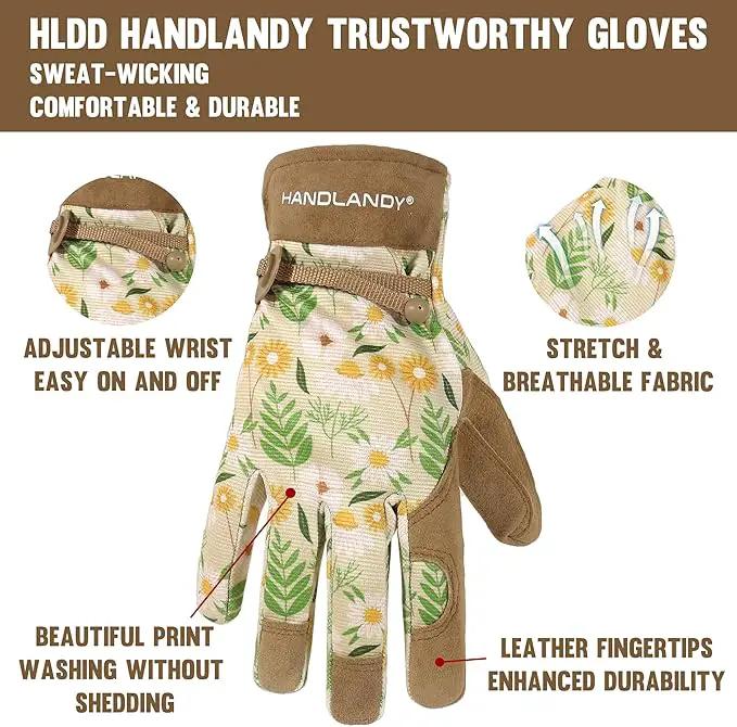 HLDD HANDLANDY Work Gloves for Women and Ladies, Leather Gardening Gloves Flexible Mechanic Working Gloves by GreenHaven Gardens