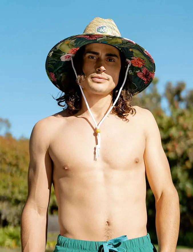 Straw Hat for Men & Women | Lifeguard Hat, Beach Hat & Sun Hat | UPF 50+ Wide Brim for Sun Protection | One Size | Hemlock by GreenHaven Gardens