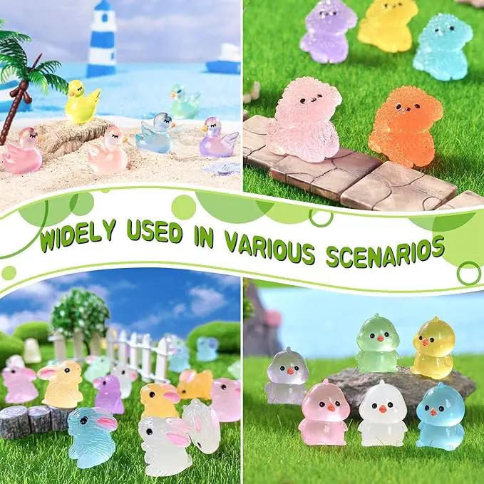 400pcs Luminous Mini Resin Animal in The Dark Tiny Miniature Figures Ornament Duck Frog Mushroom Owl Dog Rabbit Crab Dolphin Shell Fairy Garden Accessories Aquarium Landscape Bonsai Decor by GreenHaven Gardens