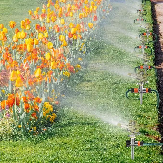Chengu 4 Set Zinc Alloy Water Sprinklers Heads for Lawns Yard Heavy Duty Adjustable 360 Degree Watering Impact Pulsating Garden Sprinklers Multipack for Large Area Irrigation by GreenHaven Gardens