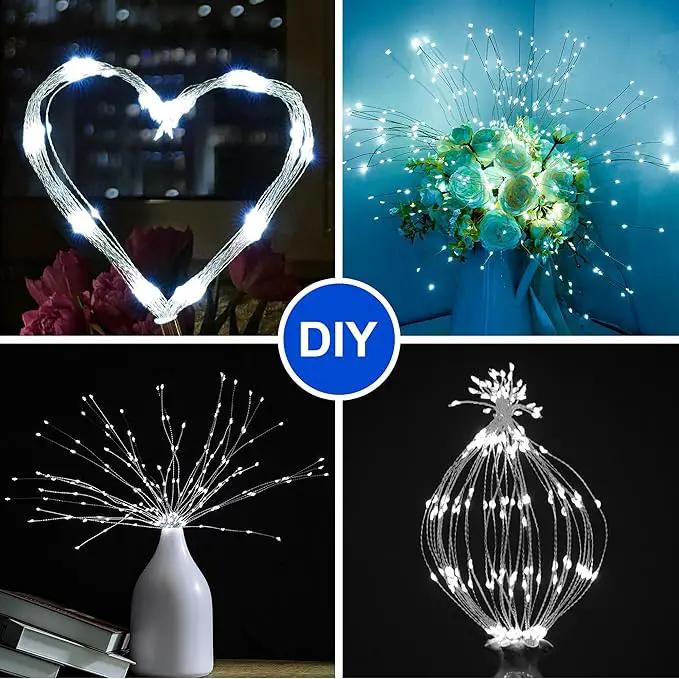 Solar Firework Lights Outdoor, 600 LED Starburst Light Outdoor with USB Rechargerable, 8 Modes Waterproof Solar Hanging Lights for Gazebo Yard Party Wedding Decorations(White, 600 LED) by GreenHaven Gardens
