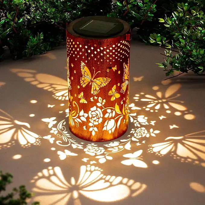 Butterfly Solar Lanterns Outdoor Hanging, Hollowed-Out Metal Waterproof LED Garden Decor Light for Patio Yard Pathway Lawn Front Porch, Christmas Thanksgiving Birthday Gifts for Women Mom Grandma by GreenHaven Gardens