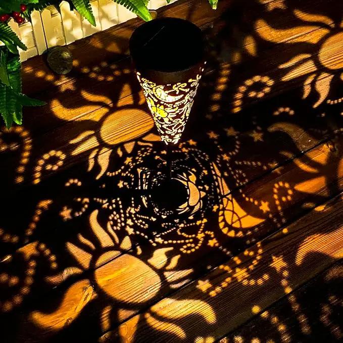 DIBIEECN 2 Pack Sun and Moon Solar Pathway Lights Outdoor,Metal Garden Decorations Outdoor Lights with Patterns and Warm Light,Waterproof Landscape Lighting for Path Patio Backyard Walkway Yard by GreenHaven Gardens