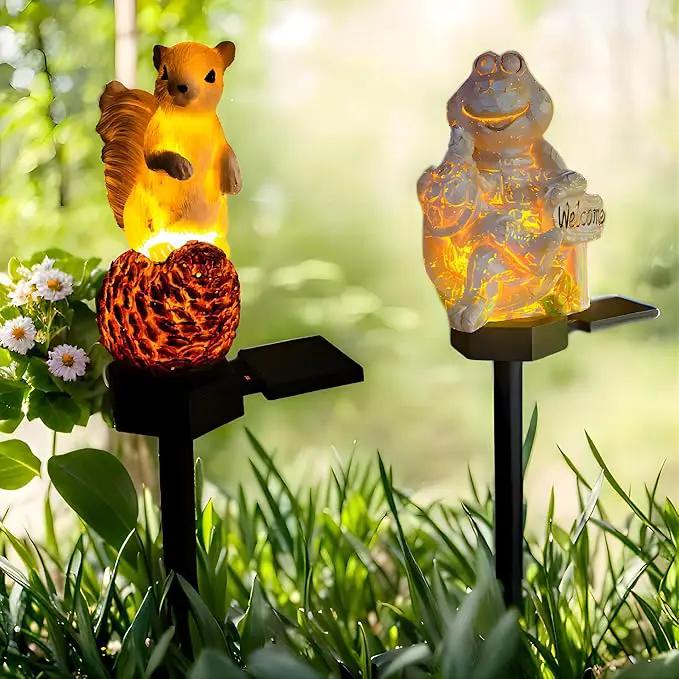 QH & Garden 2-Pack Squirrel and Turtle Garden Statues Decor，LED Waterproof Animals Lights for Garden, Balcony, Yard, Lawn, Pathway, Walkway - Garden Solar Powered Outdoor Decor by GreenHaven Gardens