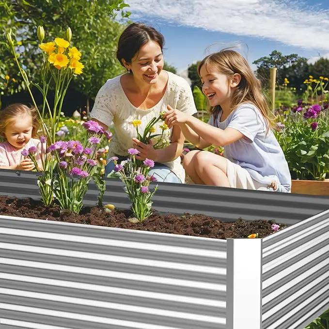 3 Pack 8x4FT Galvanized Raised Garden Bed Outdoor,Metal Garden Bed for Vegetables,Steel Raised Beds for Gardening,Above Ground Garden Box for Flower by GreenHaven Gardens