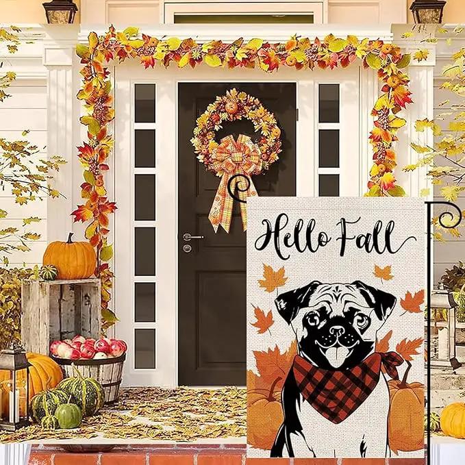 Seasonal Garden Flags Pug Dog Double Sided Flags Set of 11 Holiday Farmhouse Indoor Outdoor Yard Lawn Christmas Gifts Decorations 12.5x18 Inch by GreenHaven Gardens