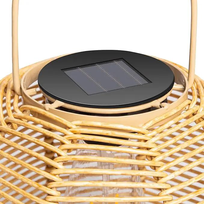 HPC Decor 2 PK Solar Lanterns-Outdoor Solar Lanterns Waterproof, Rattan Solar Lights, Hanging Solar Lanterns Outdoor,Solar Lamp Lights,Decoration Lights for Garden,Patio,Porch,Trees,Pathway,Outside. by GreenHaven Gardens