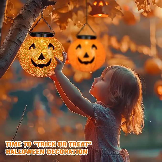 Halloween Solar Hanging Lights Outdoor - Solar Metal Halloween Lantern Decor, Solar Powered Led Waterproof Decorative Round Hanging Light for Garden, Yard, Patio, Pathway, Porch by GreenHaven Gardens