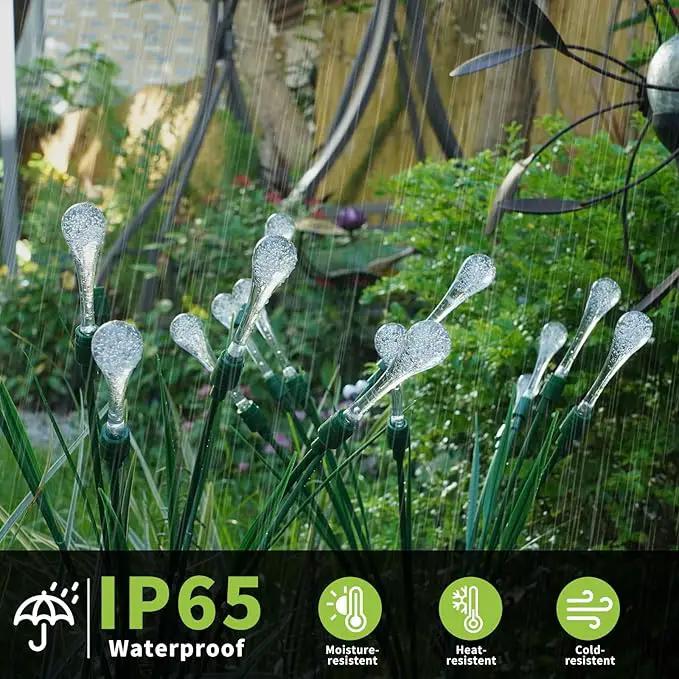 Solar Lights Outdoor Waterproof Upgraded Outdoor Solar Lights for Yard Patio Garden Decor, Solar Lights for Outside Gardening Supplies, Water Droplets Garden Lights Solar Powered Outdoor (4 Pack)