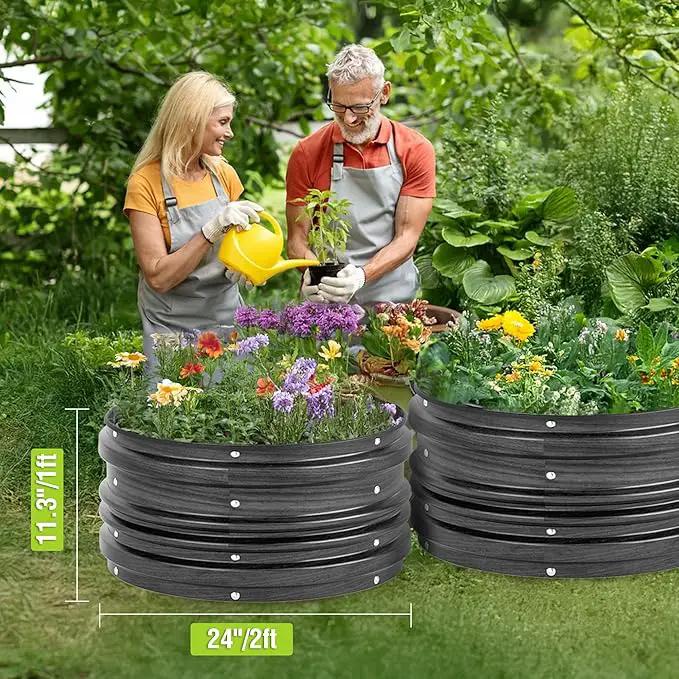 WORKPRO 3Pcs 2x2x1ft Galvanized Raised Garden Bed Set, Rust & Corrosion Protection, Easy Assembly, Safe Edge, Ideal for Vegetables & Flowers, Black by GreenHaven Gardens