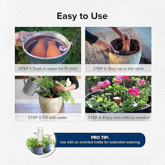 Classic Olla Watering Pot Mini – Set of 2 | Holds 12 Ounces | Plant Watering Bulb Olla Watering System with Terra Cotta Irrigation Pots | Self Watering While on Vacation | The Olla Company by GreenHaven Gardens